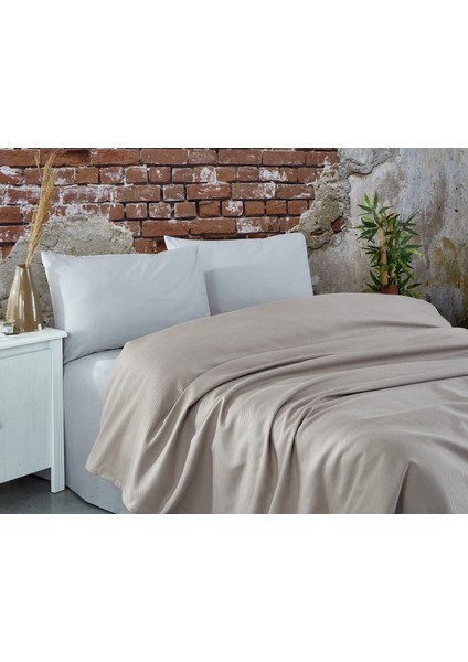 Çift Kişilik Ranforce Pike Takımı 200x230 cm S. Kahve