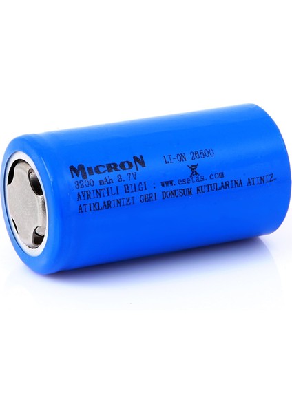 Lityum 26500 3.7V 3200 Mah Pil