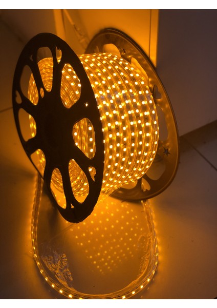 220V İle Çalışan Dış Mekan Uyumlu Hortum Şerit Led Amber 5 m