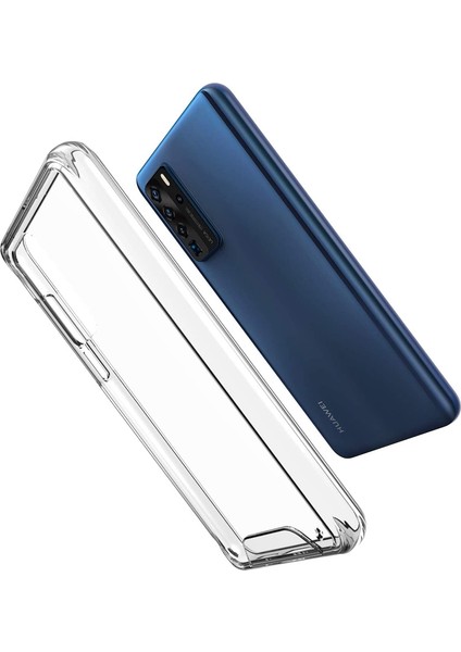 Huawei P40 Kılıf Gard Nitro Şeffaf Silikon+Nano Glass Renksiz