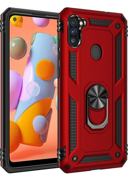 M11 Kılıf Tank Koruma Vega Standlı Yüzüklü Mıknatıslı Kırmızı