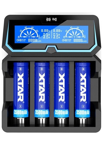 X4 - Taşınabilir LCD Ekranlı Hızlı Li-Ion/ni-Mh/ni-Cd Şarj Cihazı / 4lü