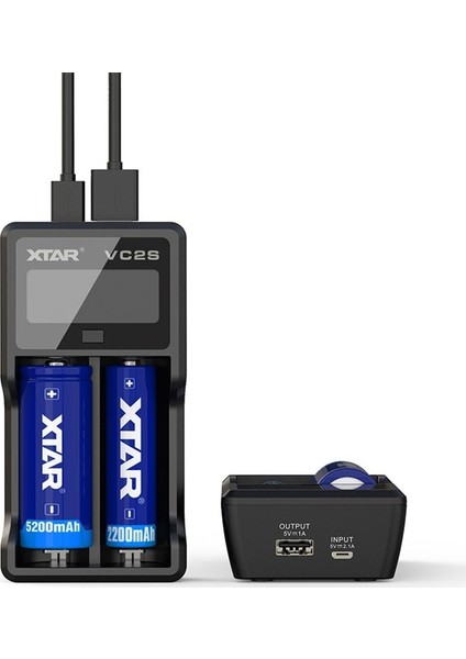 Xtar VC2S - Taşınabilir LCD Ekranlı Li-Ion/ni-Mh/ni-Cd Pil Şarj Cihazı / 2li