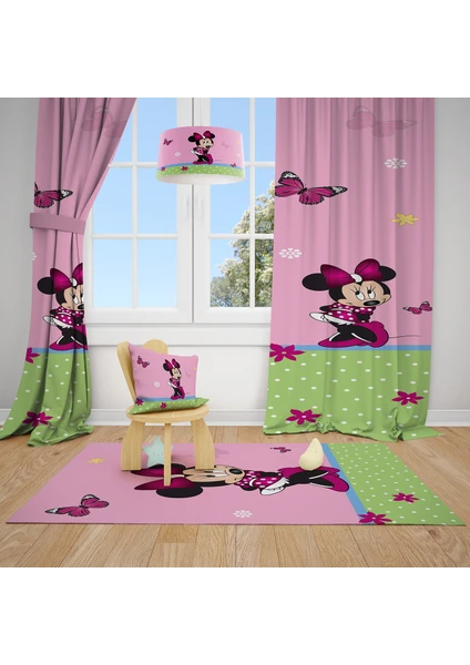 Mekta Home Mickey Mause Çocuk ve Bebek  Odası Fon Perdesi 2 Kanat MKT-114