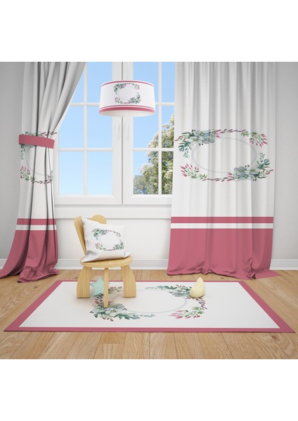 Çiçek Desen Çocuk ve Bebek Odası Fon Perdesi 2 Kanat MKT-143