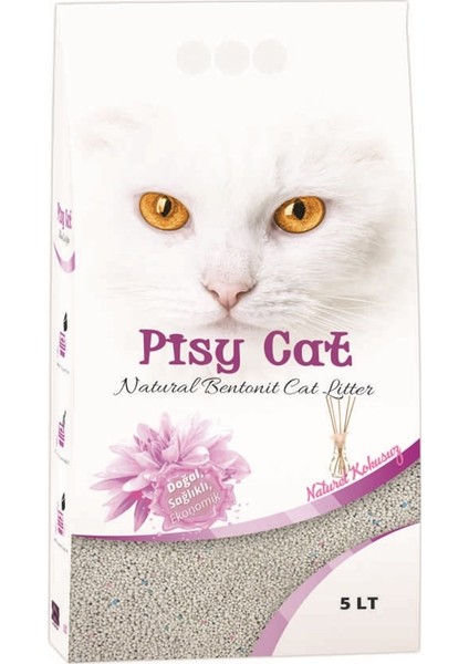 Pisycat Natural Tozsuz Topaklaşan Ince Kedi Kumu 5 lt