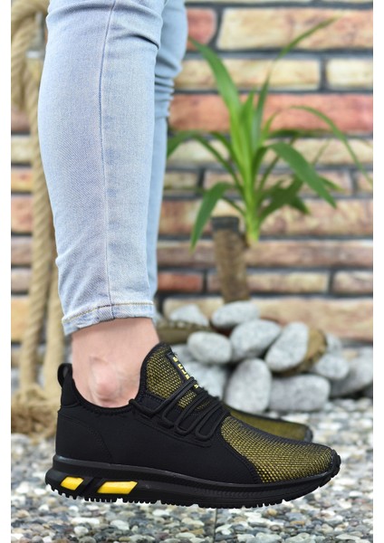 Siyah Sarı Erkek Sneaker 0012MARCO fırsatları