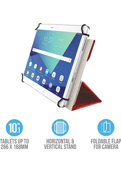 21206 Aexxo Folıo 10.1" Tablet Kılıfı Kırmızı