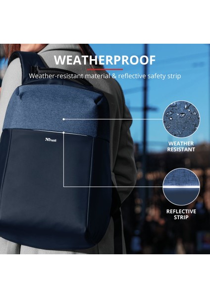 23307 NOX 16'' Hırsızlığa Karşı Mavi Notebook Çantası