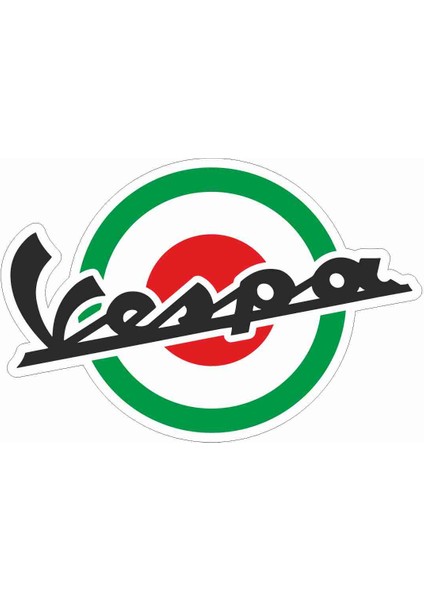 Vespa Logo Sticker - 14124 Renkli 9 x 6 cm