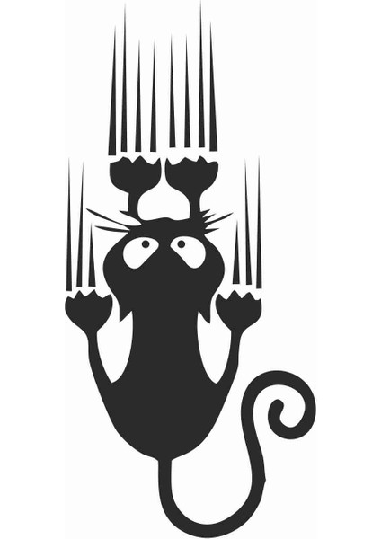 Kedi Tırmalaması Sticker - 15118 Siyah 15 x 7 cm
