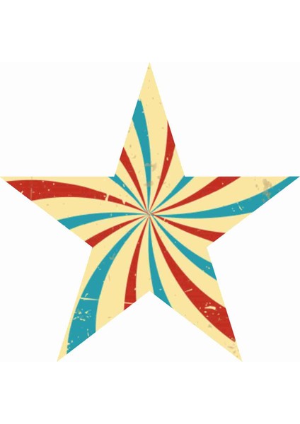 Retro Yıldız Sticker - 20509 Renkli 13 x 13 cm