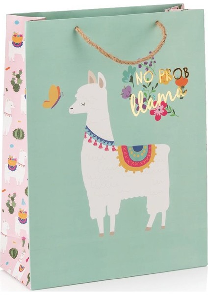 Lama Turkuaz Hasır Saplı Karton Çanta