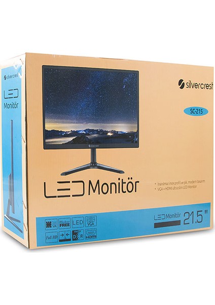 Silvercrest SC-215 21.5" 60Hz 1ms (HDMI+VGA) Full HD LED Monitor