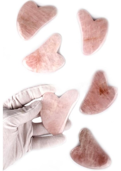 Pembe Kuvars Doğal Taş Gua Sha Yüz Masaj Taşı