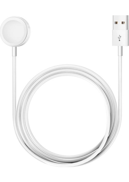 Apple Watch Uyumlu Manyetik Şarj Aygıtlı USB Kablo 1 mt Beyaz
