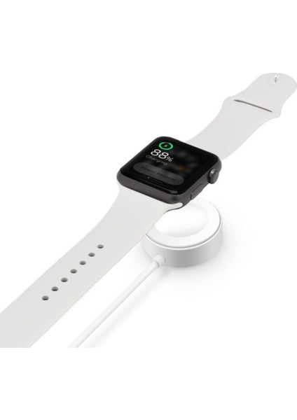 Apple Watch Uyumlu Manyetik Şarj Aygıtlı USB Kablo 1 mt Beyaz