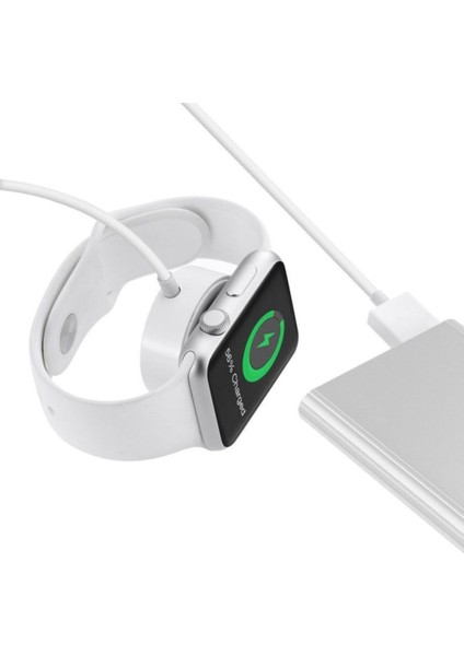 Apple Watch Uyumlu Manyetik Şarj Aygıtlı USB Kablo 1 mt Beyaz