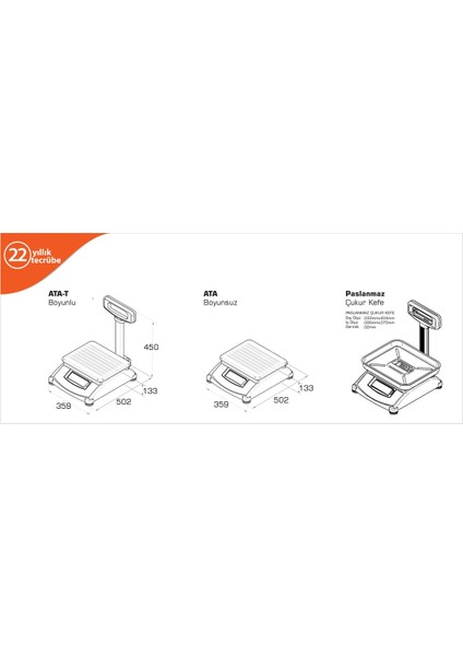Ata Boyunlu LED Hesaplamalı Terazi 15 kg x 2 / 5 gr modelleri