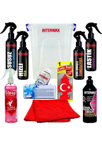 Interwax Oto Bakım Seti Oto Temizlik Ürünleri 9 Ürün + Kova