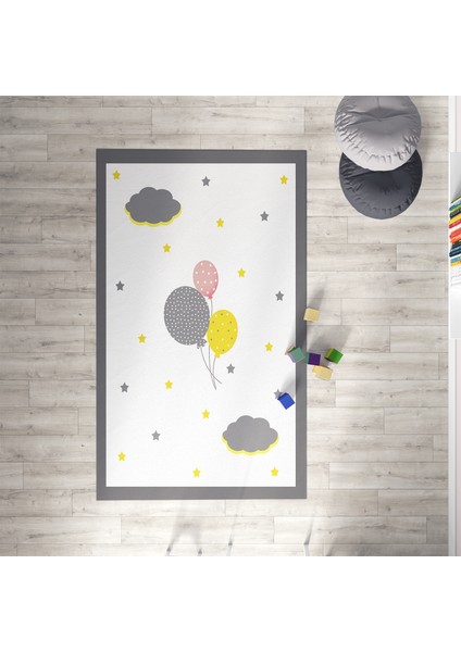 Balon ve Bulut Desen Çocuk ve Bebek Odası Halısı MKTH-162