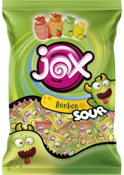 JOX; Sour Bonbon Meyve Aromalı Ekşili Sıvı Dolgulu Bonbon Şeker( 5 gr x 200'lü)