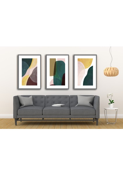Üçlü Çerçeveli Poster Seti Abstract Shapes 3