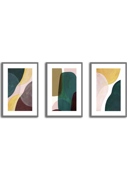 Üçlü Çerçeveli Poster Seti Abstract Shapes 3