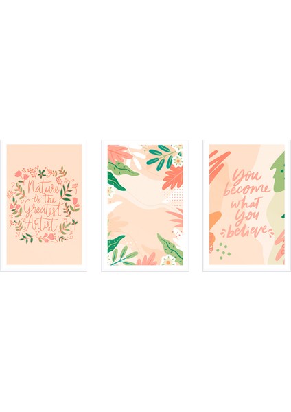 Üçlü Çerçeveli Poster Seti Colored Flowers fiyatları