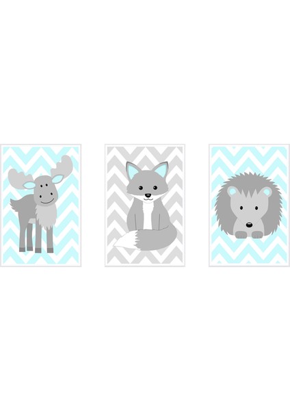 Üçlü Çerçeveli Poster Seti Animal Shapes fiyatları