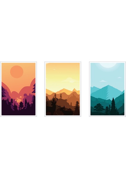 Üçlü Çerçeveli Poster Seti Sunset fiyatları
