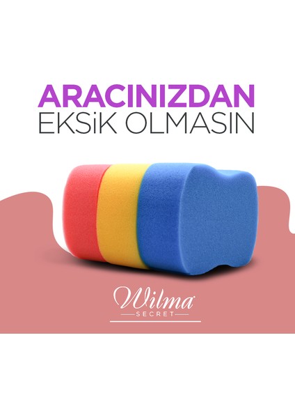 Wilma Secret Oto Yıkama Süngeri - 3'lü Set - Sarı-Pembe-Mavi