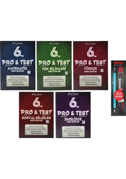 6. Sınıf Pro & Test Yeni Nesil Soru Bankası Seti 5 Kitap - 3'lü Kalem Seti