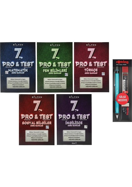 7. Sınıf Pro & Test Yeni Nesil Soru Bankası Seti 5 Kitap - 3'lü Kalem Seti