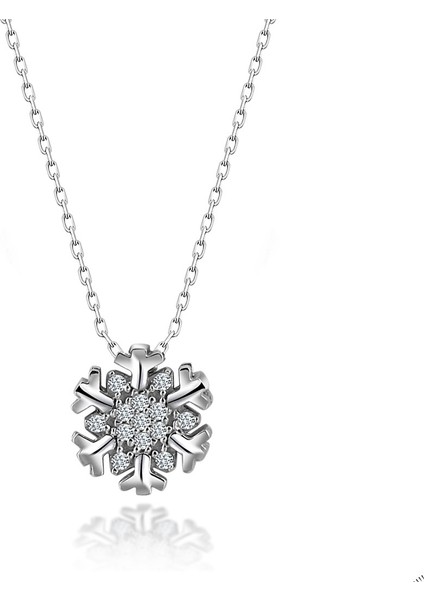 Swarovskı Taşlı Gümüş Kar Tanesi Kolye