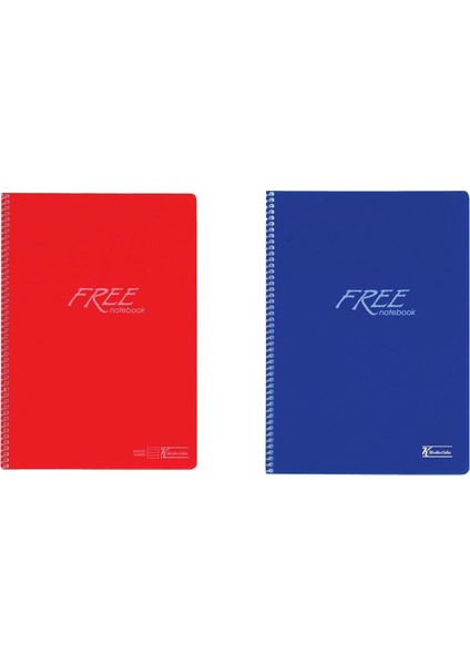 Free - A4 120 Yaprak Çizgili Defter Spiralli Pp Kapak 4'lü