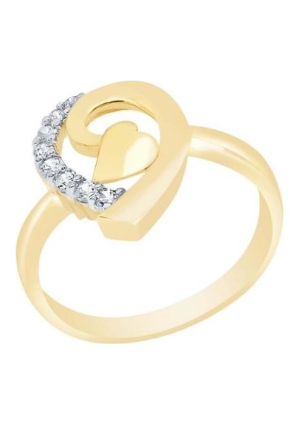 Diamond Line Gülaylar Altın 14 Ayar Kalp Yüzük