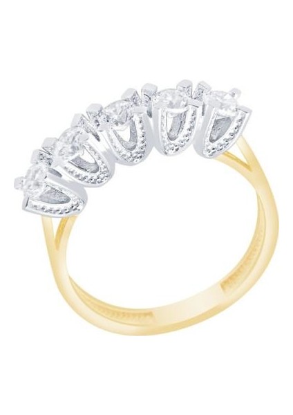 Diamond Line Gülaylar Altın 14 Ayar Beştaş Yüzük