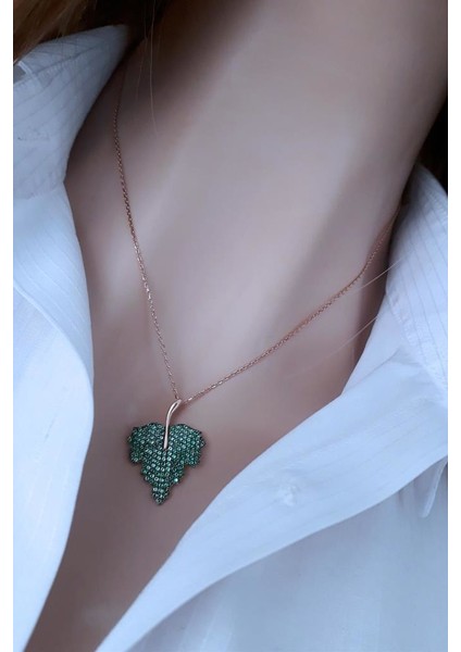 Yeşil Asma Yaprağı Kolye _rose modelleri