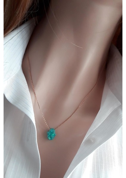 Mint Fatma Ana El Izi Resin Taş Kolye _rose