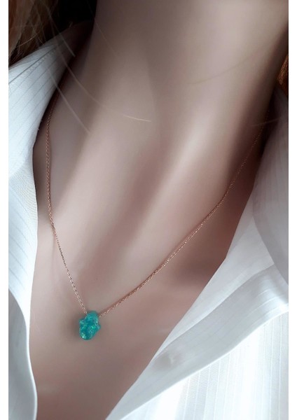 Mint Fatma Ana El Izi Resin Taş Kolye _rose fırsatları