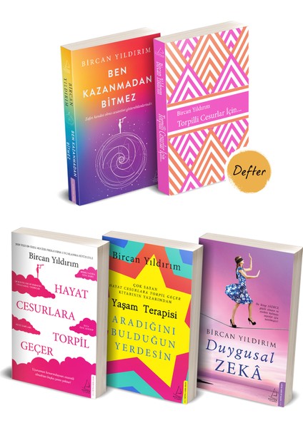Hayat Cesurlara Torpil Geçer - Yaşam Terapisi - Duygusal Zeka - Ben Kazanmadan Bitmez - 4 Kitap - Bircan Yıldırım + Defter