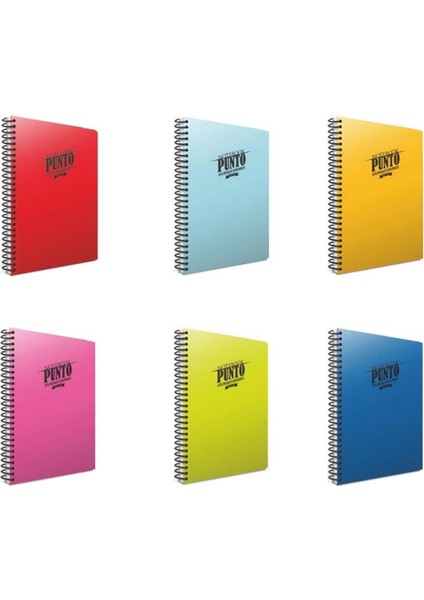 Punto Spiralli A4 80 Yap Pp Kapak Defter Seti Kareli 6'lı