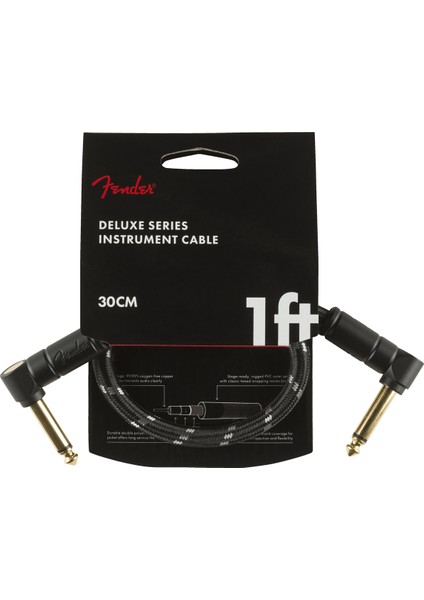 Deluxe Series Instrument Cable Black Tweed - 30CM Enstrüman Kablosu