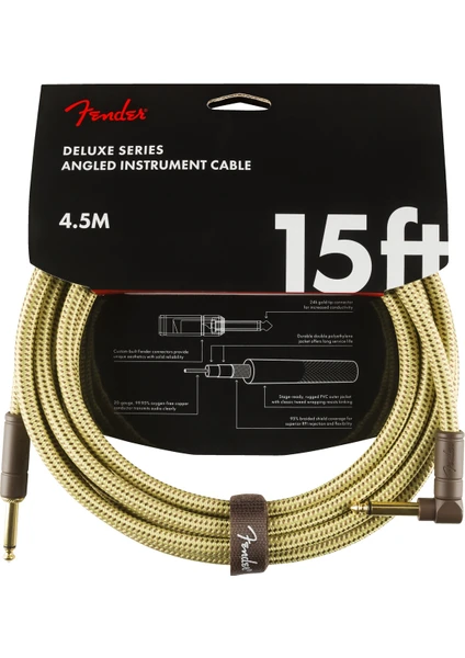 Deluxe Series Instrument Cable Tweed Açılı - 4.5 Metre Enstrüman Kablosu