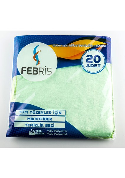 20'li Parlak Mikrofiber Temizlik Bezi