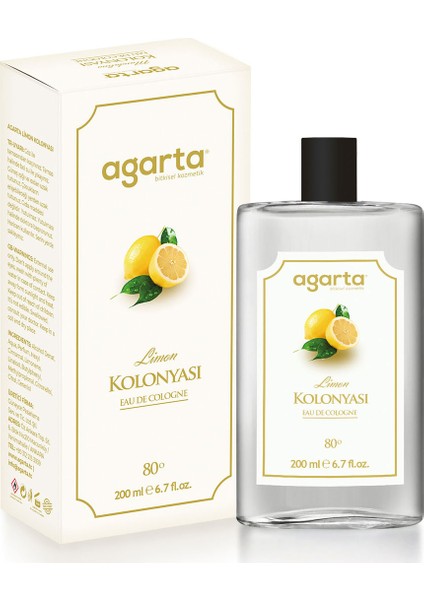 Cam Şişe Limon Kolonyası 80 Derece 200 ml