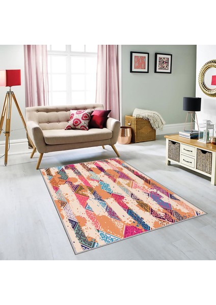 Dekoratif Özel Tasarım Modern Yıkanabilir Kaymaz Taban Halı 140 x 220 cm