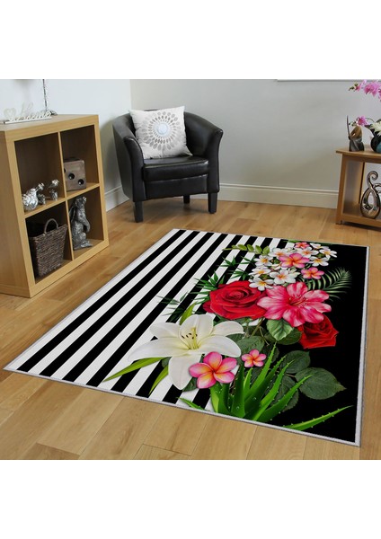 Dekoratif Özel Tasarım Modern Yıkanabilir Kaymaz Taban Halı 120 x 180 cm