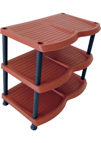 Plastik Ayakkabılık ve Terlik Rafı 3 Katlı - Kahverengi fiyatları